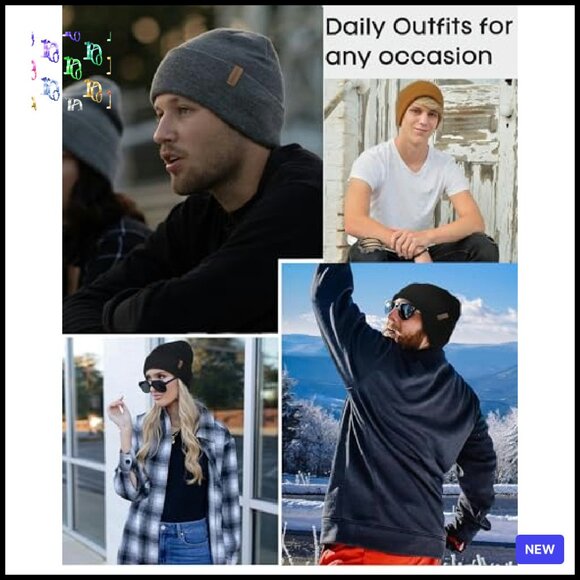 Thick Knitted Cuffed Beanie Unisex Winter Hat Skull Cap Classic - Picture 7 of 8